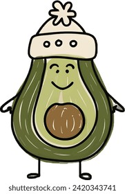Avocado Winter Tshirt Design for Holiday Festival. Illustration Tshirt Design to Embrace the season in style with our Avocado Winter T-shirt Design, blending comfort and charm for the colder months.
