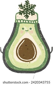 Avocado Winter Tshirt Design for Holiday Festival. Illustration Tshirt Design to Embrace the season in style with our Avocado Winter T-shirt Design, blending comfort and charm for the colder months.