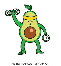 Plantilla de ilustración de caracteres lindos para entrenamiento de aguacates