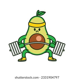 Avocado workout cute character illustration template