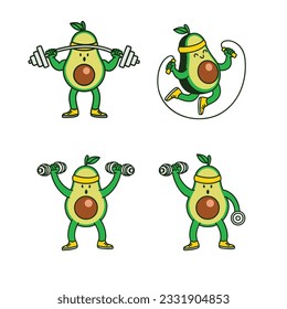 Avocado Workout süße Zeichentabilderkollektion