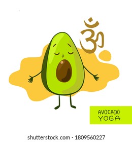 Avocado yoga. Cartoon style cute avocado do yoga. Good for print for clothes, case for smartphone, notebook cover, sticker, etc.