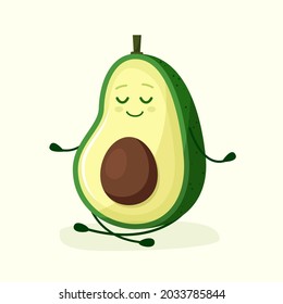 Avocado yoga character. Relax and meditation. Flat style