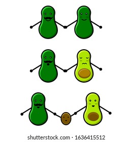 Avocado,Cute vector character set,father,mom, and child. good for book cover,web icon,t-shirt screen ,etc
