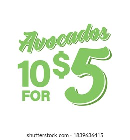Avocados 10 für 5 USD Vektorgrafik-Hintergrund