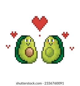 Avocados couple in love, love pixel art