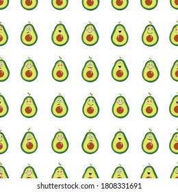 Avocados with cute expression seamless for textile design pattern