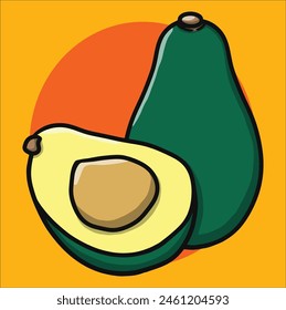 Avocados Fruit is the illustration of avocado fruits. it can be mascot, symbol, etc for our product.