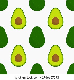 Avocados fruits seamless pattern. Vector illustration.