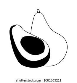 Avocados half cut on black and white colors