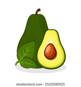 Avocados are a healthy fruit that is cut in half until the seed can be seen inside