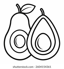 Avocados icon line art vector on white beckground.