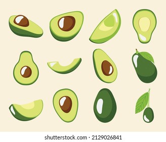 avocados icon set on white background