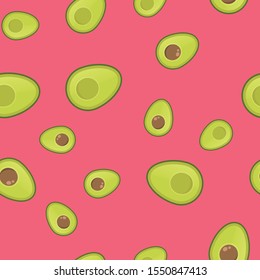 Avocados seamless pattern. Cartoon vector avocado texture.