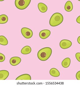 Avocados seamless pattern. Cartoon vector avocado texture.