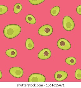 Avocados seamless pattern. Cartoon vector avocado texture.