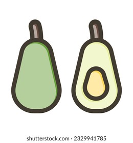 Avocados Thick Line Filled Colors For Personal And Commercial Use.
