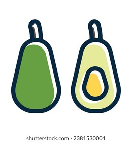 Avocados Vector Thick Line Filled Dark Colors Icons For Personal And Commercial Use.
