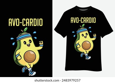 Avo-Cardio Workout Running Avocado T-Shirt Design