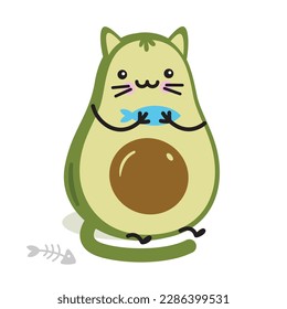 Advocate divertida ilustración vectorial con aspecto de aguacate gato lago.