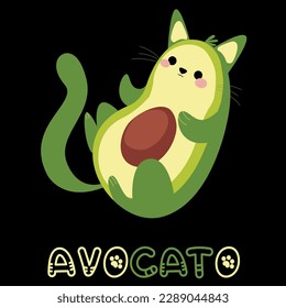 Adagio de aguacate lindo gato diseño de camisetas mixtas