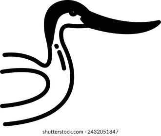 Avocet bird glyph and line vector illustration