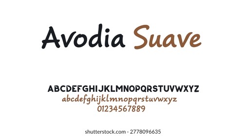 Avodia suave stylish modern display font with uppercase lowercase numbers