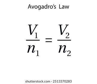 Avogadro's law on the white background. Education. Science. School. Formula. Vector illustration.