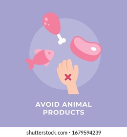 Avoid animal products. MEat Illustration. Coronavirus COVID-19 Vector Illustration. EPS 10