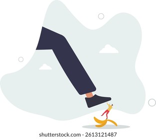 Avoid business mistake or failure, protect from accident or pitfall, insurance or warning in business risk and support in crisis concept.flat character life .