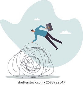 Avoid business trouble risk, smart thinking to overcome difficulty obstacle or emotional problem, solving problem.business concept.flat character.