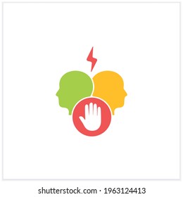 Avoid conflict flat icon. Aggravating conflict between two persons. Fight.Misunderstanding concept. Vector illustration