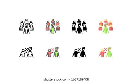 Avoid contact and crowd icons. With outline, glyph, filled outline, and flat style