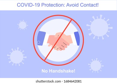 Avoid Contact during the COVID-19 novel period. Coronavirus protection concept. No handshake. Safety rule to preventing infection in crowd. Infographics vector illustration