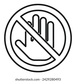 Avoid contact sign icon outline vector. Handle touch. Space sign health