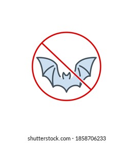 avoid contact with wild animals, Stop eating wild animals soup white background,Coronavirus disease COVID 19 prevention, forbidden consumption and farming of bat vector color icon with editable Stroke