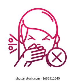 avoid coughing in hand prevent spread of covid19 vector illustration gradient icon