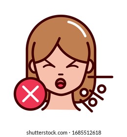 avoid coughing unprotected instructions to prevent the spread of covid-19 vector illustration line and file icon