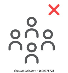 Avoid crowd line icon for coronavirus and microorganism. A quarantine sign vector graphic. A linear pattern on a white background, eps 10.