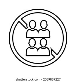 Avoid crowd, no people outline icon. Line art vector.