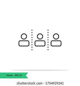 Avoid Crowded Icon Illustration. Social Distancing Sign Symbol. Vector Line Icon EPS 10