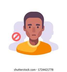 Evite los lugares abarrotados para prevenir la infección. Ilustración plana de prevención de virus