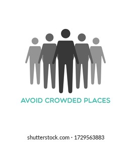 Avoid crowded places. Social distance icon. Coronavirus pandemic prevention. Vector illustration, flat design