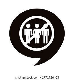 avoid crowds alert signal in speech bubble silhouette style icon vector illustration design