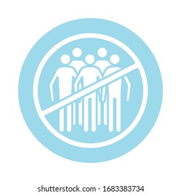 avoid the crowds block silhouette style icon vector illustration design