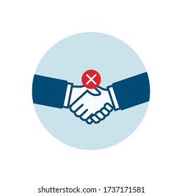 Evite las multitudes, evite el apretón de manos. Vector infográfico de Coronavirus. Prevención de Covid -2019. Ilustración vectorial.Aislada en fondo blanco. 
