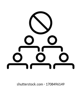 Evite el icono de multitudes. Medidas de seguridad del coronavirus. Vector de línea. Aislar sobre fondo blanco.
