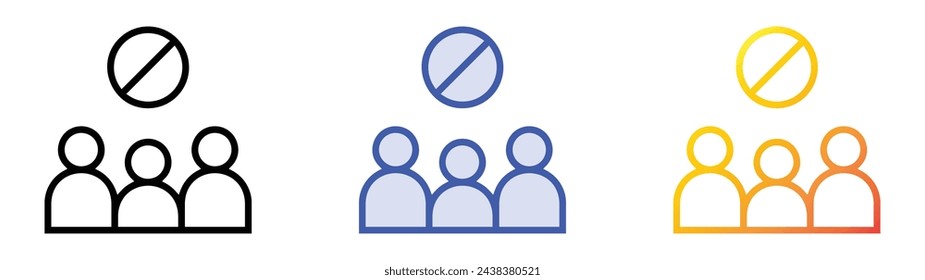 avoid crowds icon. Linear, Blue Fill and Gradient Style Design Isolated On White Background