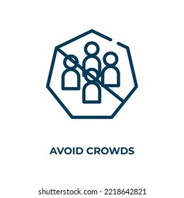 Avoid crowds icon. Linear vector illustration. Outline avoid crowds icon vector. Thin line symbol for use on web and mobile apps, logo, print media.