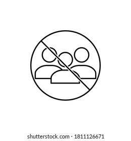 Vermeiden Sie die Menge Leute Linie Symbol. Unterschreiben Team zusammenkommen ist nicht erlaubt Vektorgrafik einzeln auf weiß. Ausbruch, Prävention und Sensibilisierung. Symbol für soziale Entfernung.